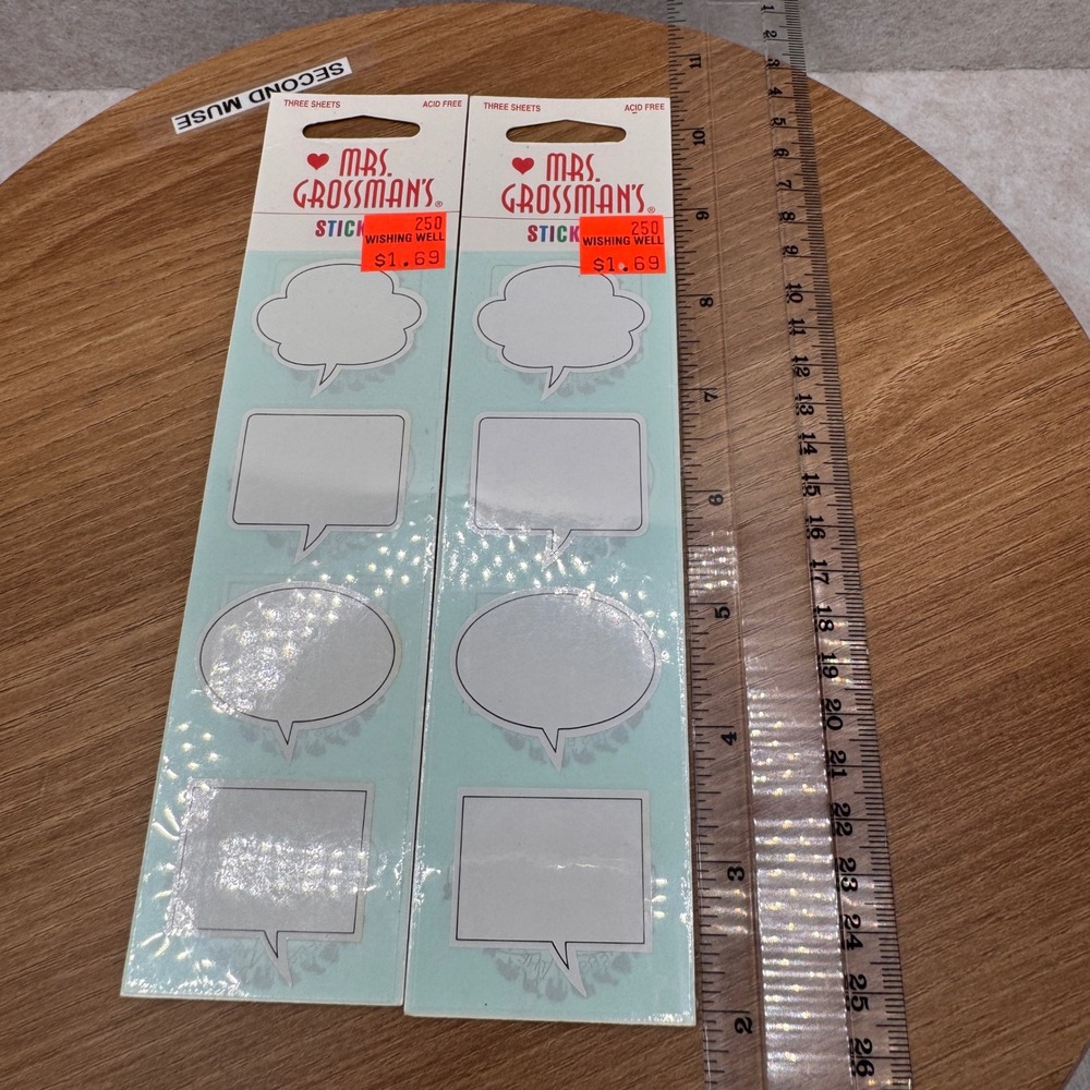 Mrs Grossmans Stickers 2 Strips Speech Bubbles White New Vintage 1999 Retro 90s